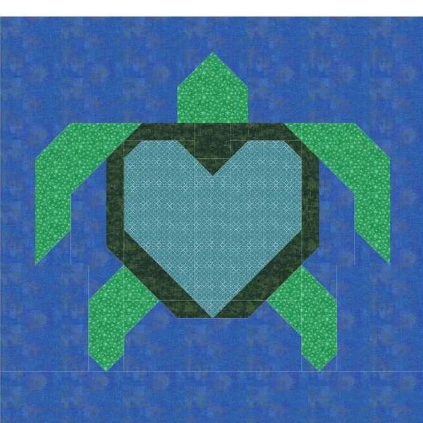 Sea Turtle - Quilt Block Pattern PDF - Sewing Pattern - Digital