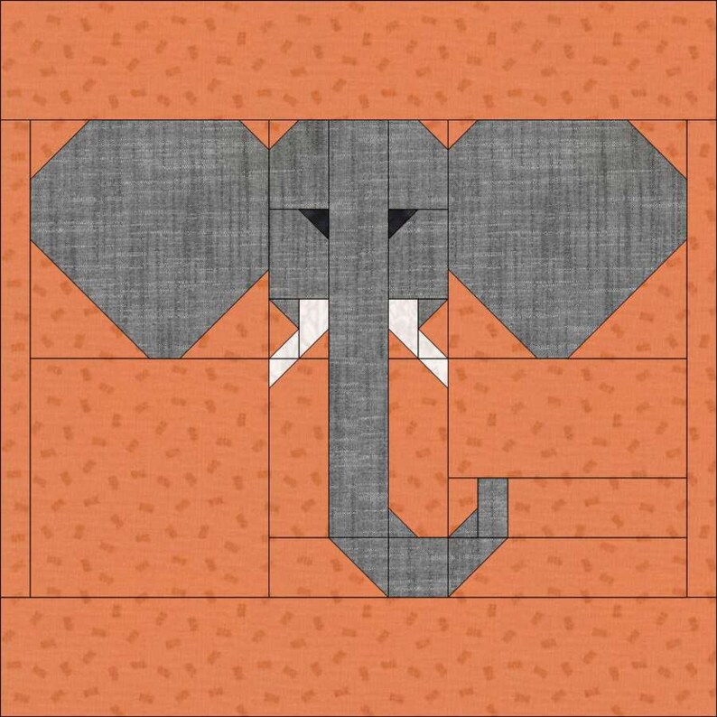 Elephant Quilt Block Pattern PDF Sewing Pattern Digital Etsy Ireland