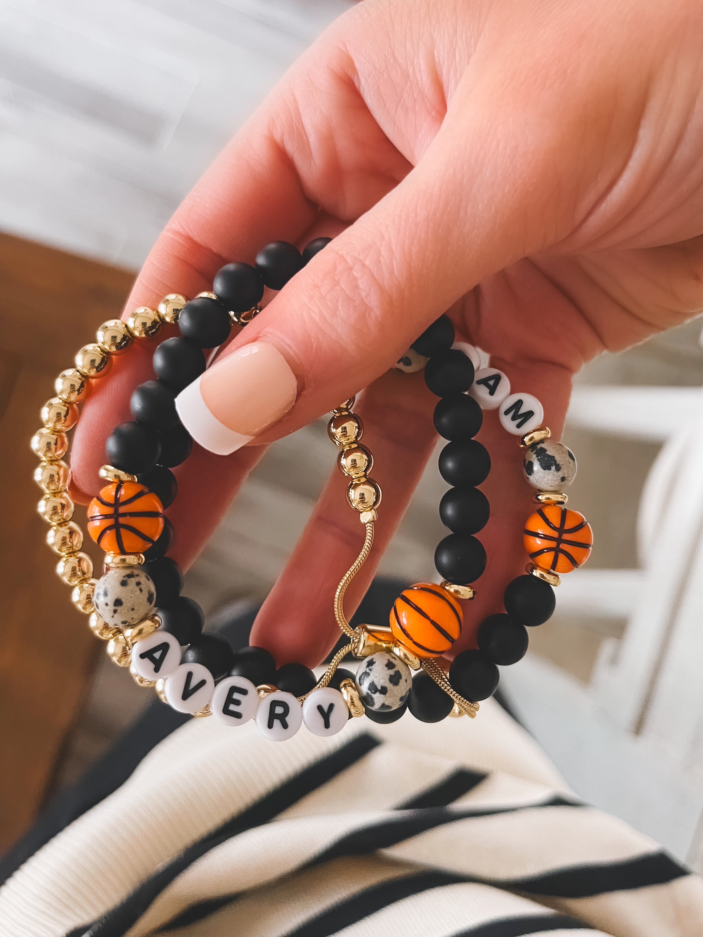 Basketball, Soccer, Football, Baseball, Beaded Name Bracelet, Letter Bead Bracelet, Personalized Bracelet, Mother’s Day Gift, Sports Mom