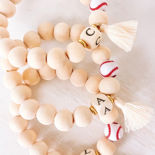 Baseball Beaded Name Bracelet, Personalized Name Bracelet, Mama Bracelet