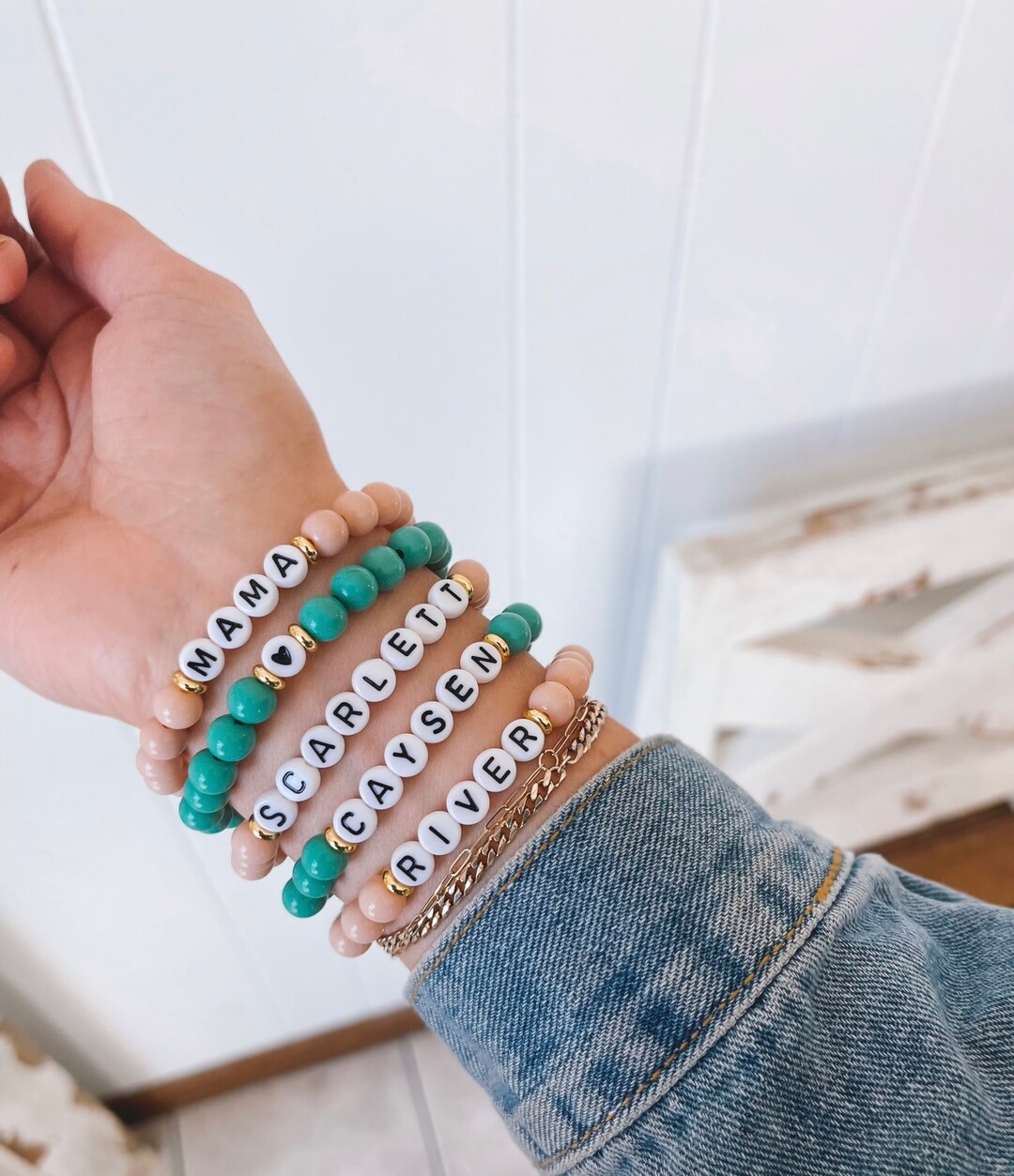 Personalized Beaded Name Bracelet Letter Bracelet Etsy