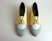 SALE 30% women oxford shoes , Pastel , yellow gray and white  ,women leather shoes, handmade shoes. free shipping