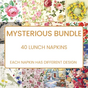 Mysterious Napkin Bundle 40 Lunch Napkins I Surprise Mystery Pack I Scrapbooking Paper I Paper Napkins for Decoupage