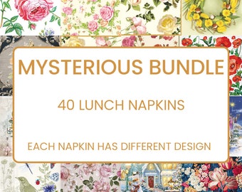 Mysterious Napkin Bundle 40 Lunch Napkins I Surprise Mystery Pack I Scrapbooking Paper I Paper Napkins for Decoupage