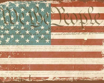 WE THE PEOPLE - American Flag Rice Paper for Decoupage Size A4
