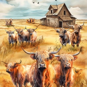 HIGHLAND COWS - Farm Animals Rice Paper for Decoupage Size A4
