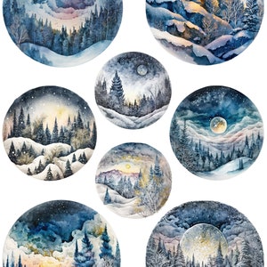 DÉCORATIONS DE LUNE D'HIVER - Papier de riz pour découpage format A4 - Collection Noël
