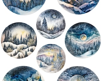 WINTER MOON ORNAMENTS - Rice Paper for Decoupage Size A4 - Christmas Collection