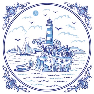 BLUE LIGHTHOUSE TILE - Decoupage Paper Napkins, Nautical Napkins, Cocktail Paper Napkins, 20 Paper Napkins for Decoupage