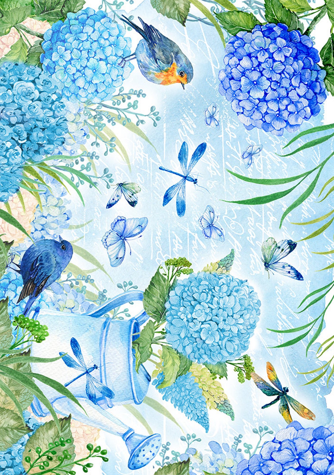 HYDRANGEA GARDEN Rice Paper for Decoupage Size A4 Floral Rice Paper - Etsy