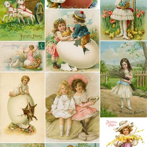 Vintage Osterkinder - Reispapier für Decoupage Größe A4 - Easter Collection