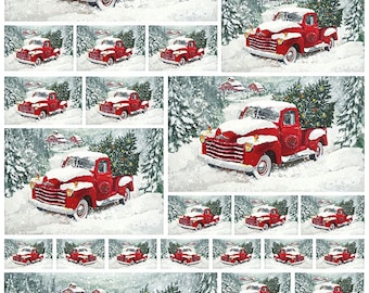 SNOWY RED TRUCK Rice Paper for Decoupage Size A4