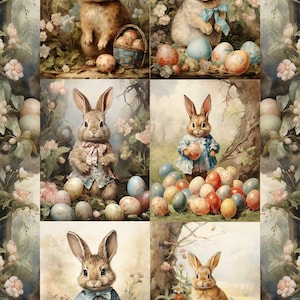 Easter Bunnies Vintage - Rice Paper for Decoupage Size A4 - Easter Collection