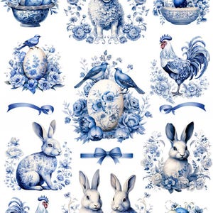 Blue Easter - Rijstpapier voor decoupage-formaat A4 - Paascollectie