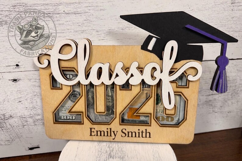 Laser Cut Wood Graduation Money Holder | Personalized Class of 2026 ...