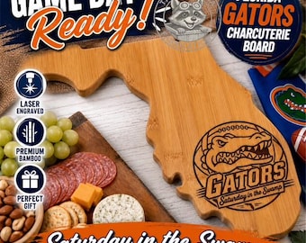 Florida Gators Bambus Charcuterie Brett | Laser graviertes Game Day Tablett
