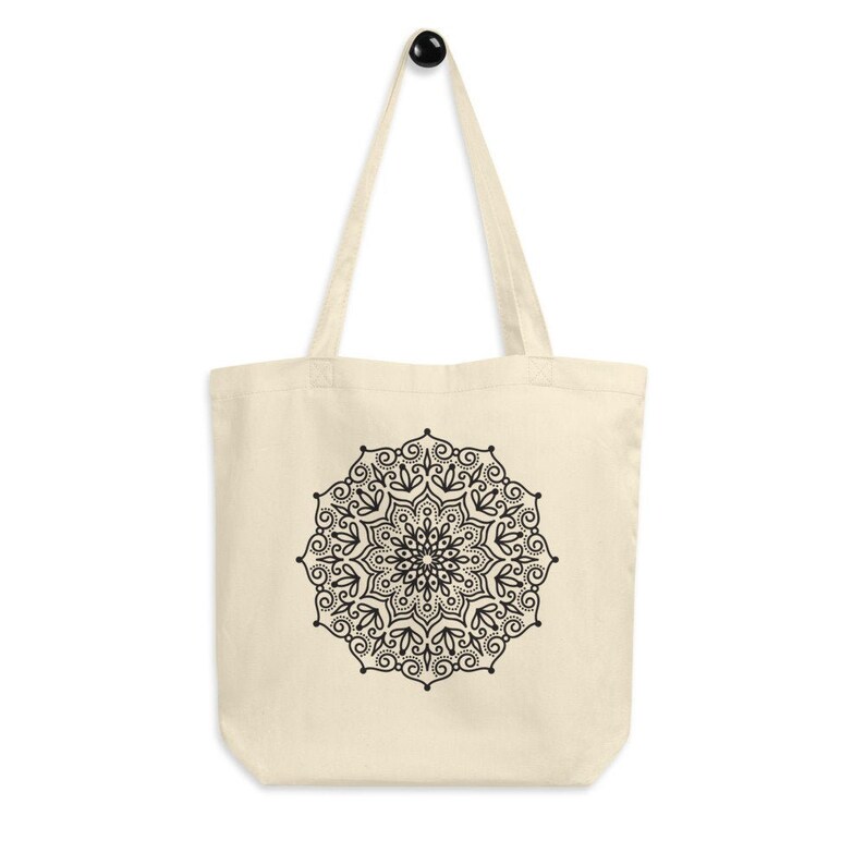 Mandala tote bag gift for women certified organic cotton printed canvas tote bag Canvas Tote Bag