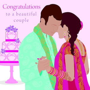 Cartão Shaadi - Cartão de casamento - Cartão de parabéns - Lindo casal
