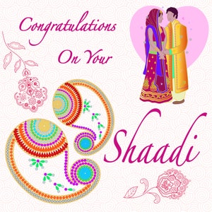 Shaadi Wenskaart - Trouwkaart - Gefeliciteerd Wenskaart - Mooi Paar