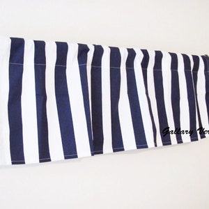 Blue Valance. Navy   valence. Navy Striped  Valance .Window Topper.