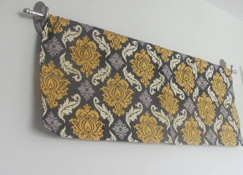 Yellow Valance. Grey Damask valence. Yellow and Grey Aviary Etsy