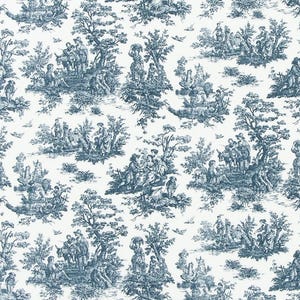 Windham Toile Valance. Colors: Blue & White. Choose Your Custom Width (20&quot; - 54&quot;wide)