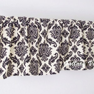CUSTOM ORDER. 42&quot;W X 16&quot;L (6&quot; rod pocket ) Black Valance. Black  valence.