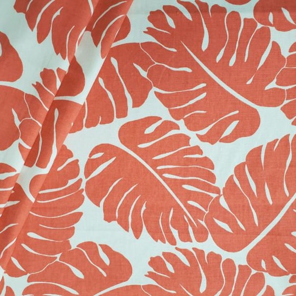 Albury Coral Valance. Coral & Off-White. Custom Sizes (26" - 52"wide)