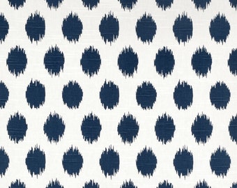 Ikat Dots Window Valance.White  & Blue. Custom Sizes -Choose Your Width (20"-52"wide)