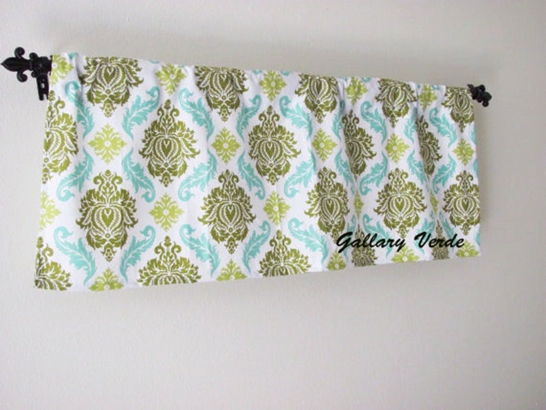 40wide x 13 Long Damask Valance .Valance Curtain Damask Valance Damask valence Window Topper