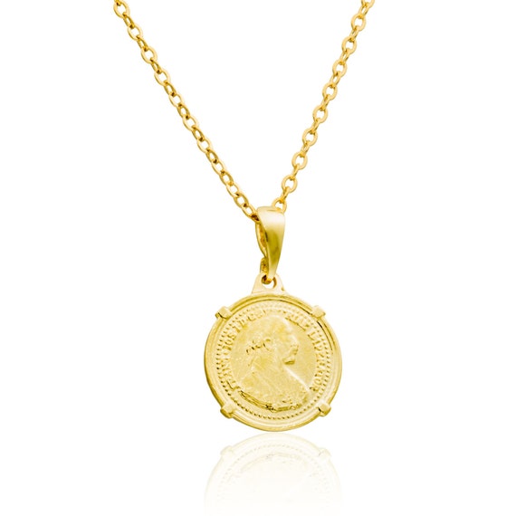 Betere Gouden munt ketting 05 inch goud gevuld 14K hanger munt | Etsy LB-33