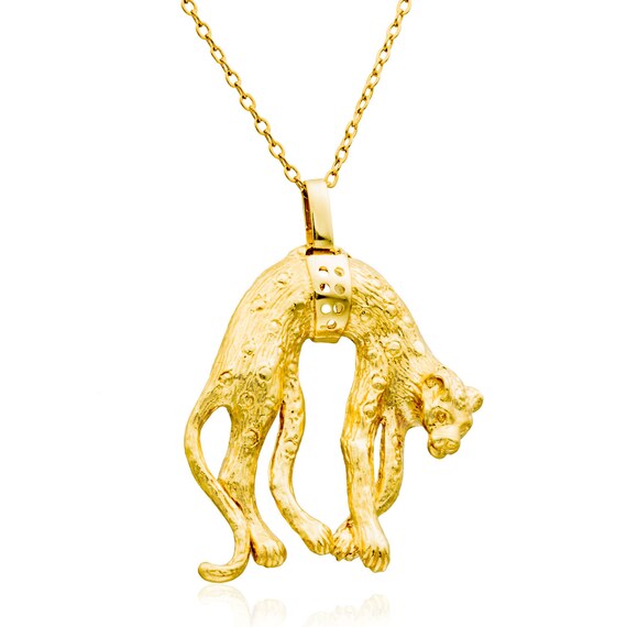 Big Cat necklace Animal jewelry gold necklace kitty Etsy