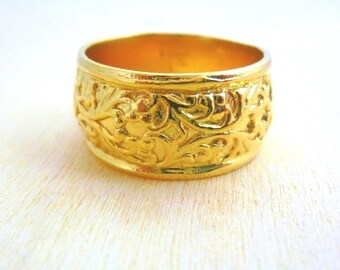 Flower ring Gold Filled Filigree ring Band Ring, floral ring gifts for women, gift for her