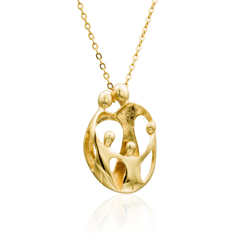 Mother necklace Family pendant with 2 children best mother gift HandMade Gold Filled 14K Pendant