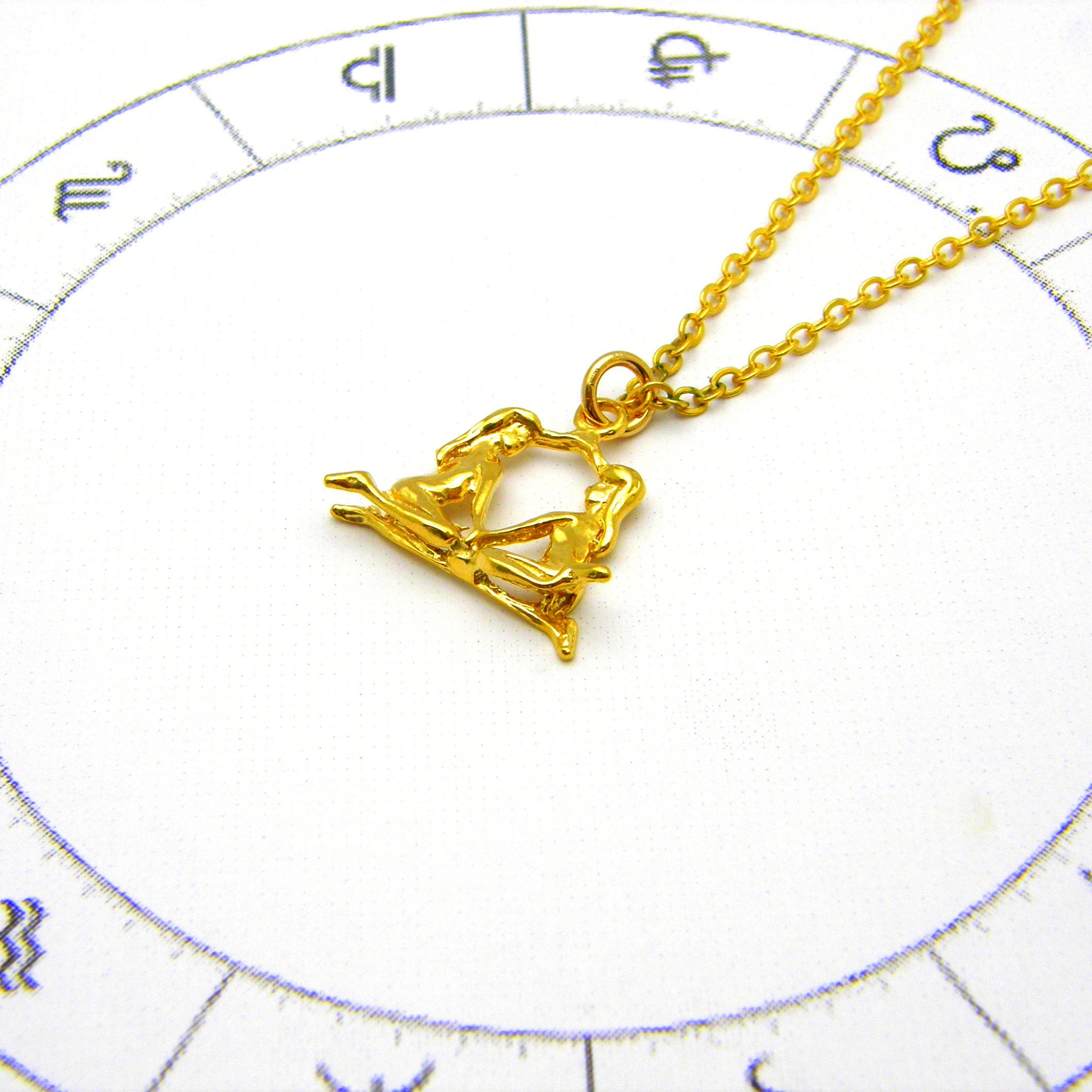 Gemini Necklace Gemini zodiac necklace gold Gemini necklace Etsy
