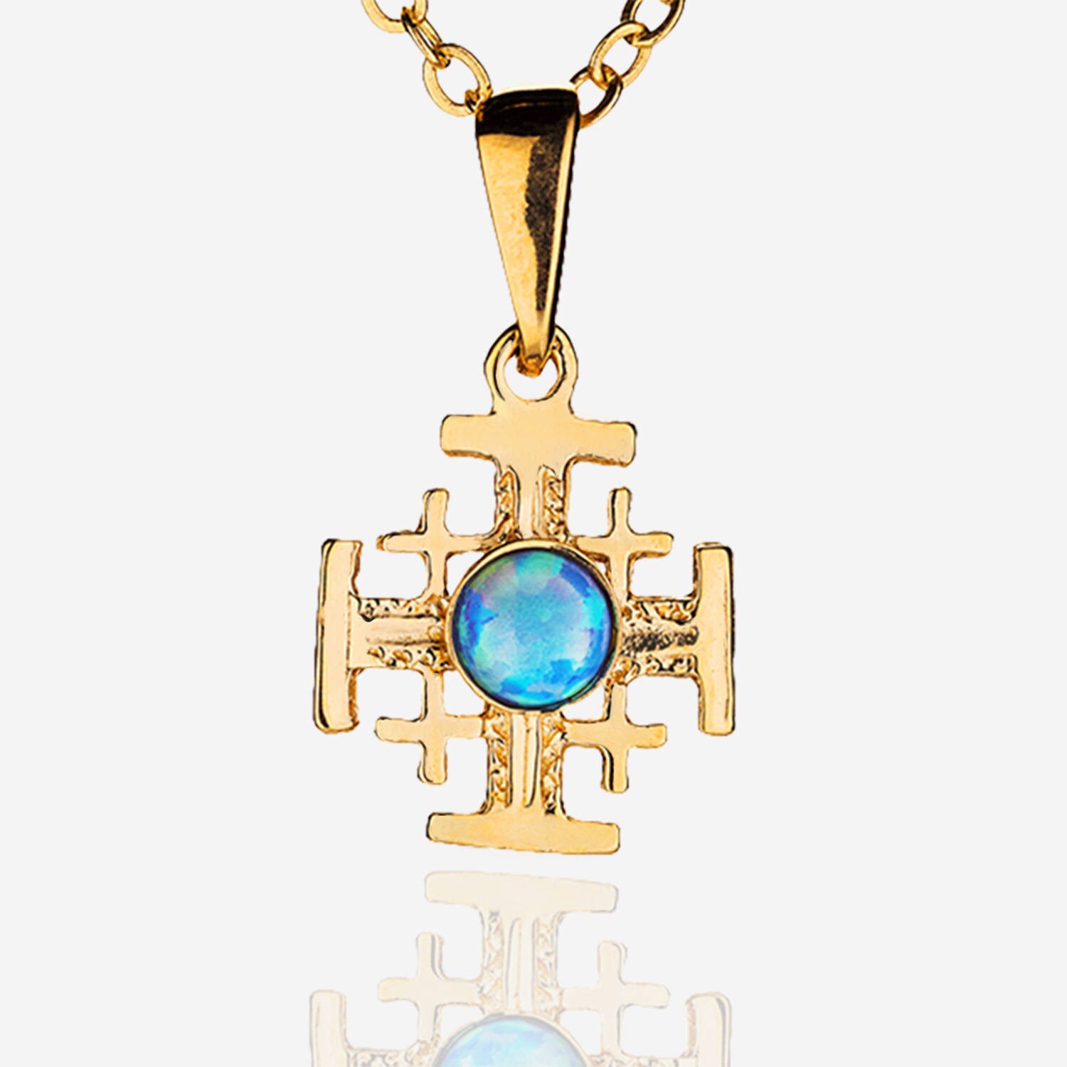 Handmade Dainty Jerusalem cross necklace gold fill 0.4 inch Etsy