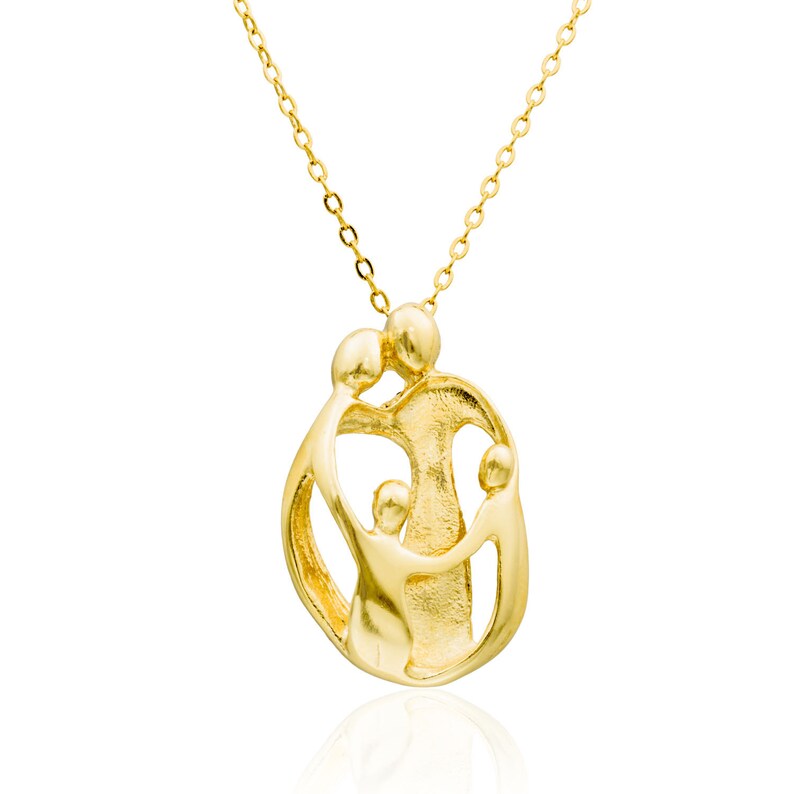 Mother necklace Family pendant with 2 children best mother gift HandMade Gold Filled 14K Pendant