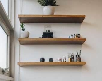 One Floating Shelf With Hidden Brackets, Wall shelf, Custom Open shelving, Wood Wall Shelf, Medium Load Rating Brackets
