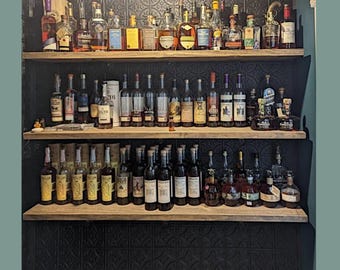 Handcrafted Rustic Floating Shelves | Custom Kitchen or Bourbon Storage