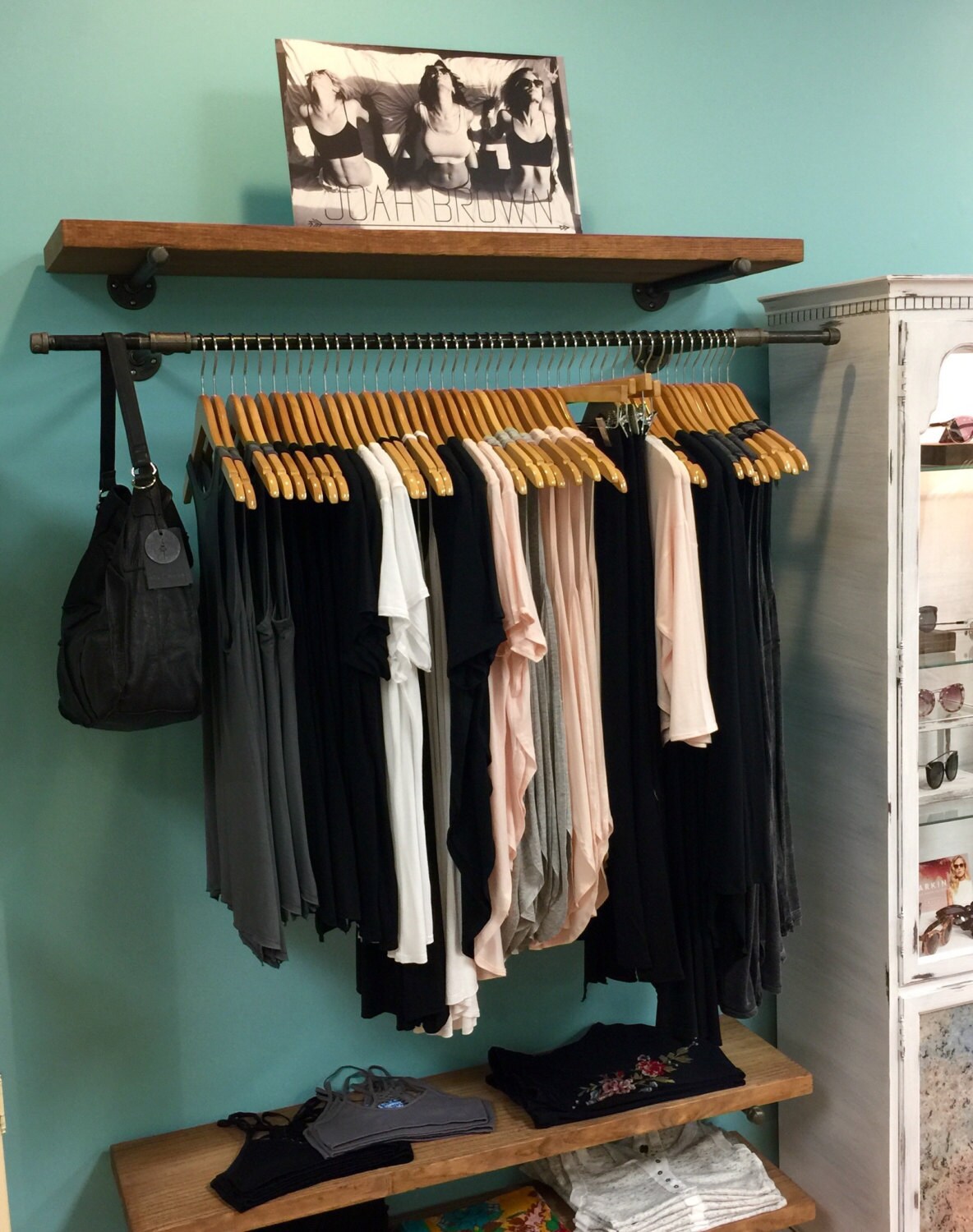 THREE Floating Shelves With ONE Clothing Bar, Rustic Pipe Shelf, Industrial  Wood Shelf, Garment Rack, Custom Closet Floating Shelves 