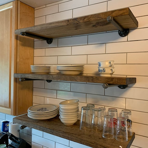 Timber 2024 kitchen shelves