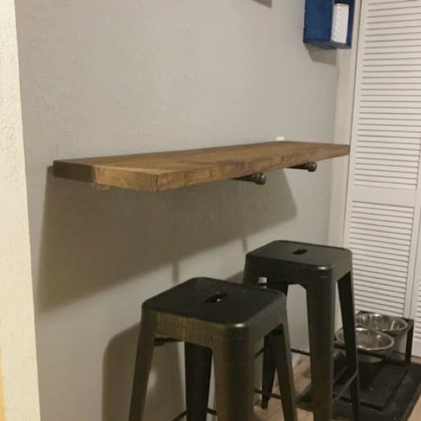 11 1/4" Depth Rustic Industrial Floating Bar, Entertainment Center, Bourbon and Whiskey Bar, Wall Mounted Table, Apartment Eating Bar