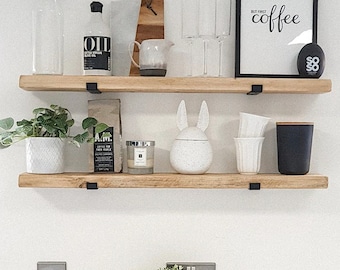 Floating shelf for coffee bar, modern minimalist, rustic farmhouse kitchen or bathroom shelf, custom plant storage, Liquor & Wine display