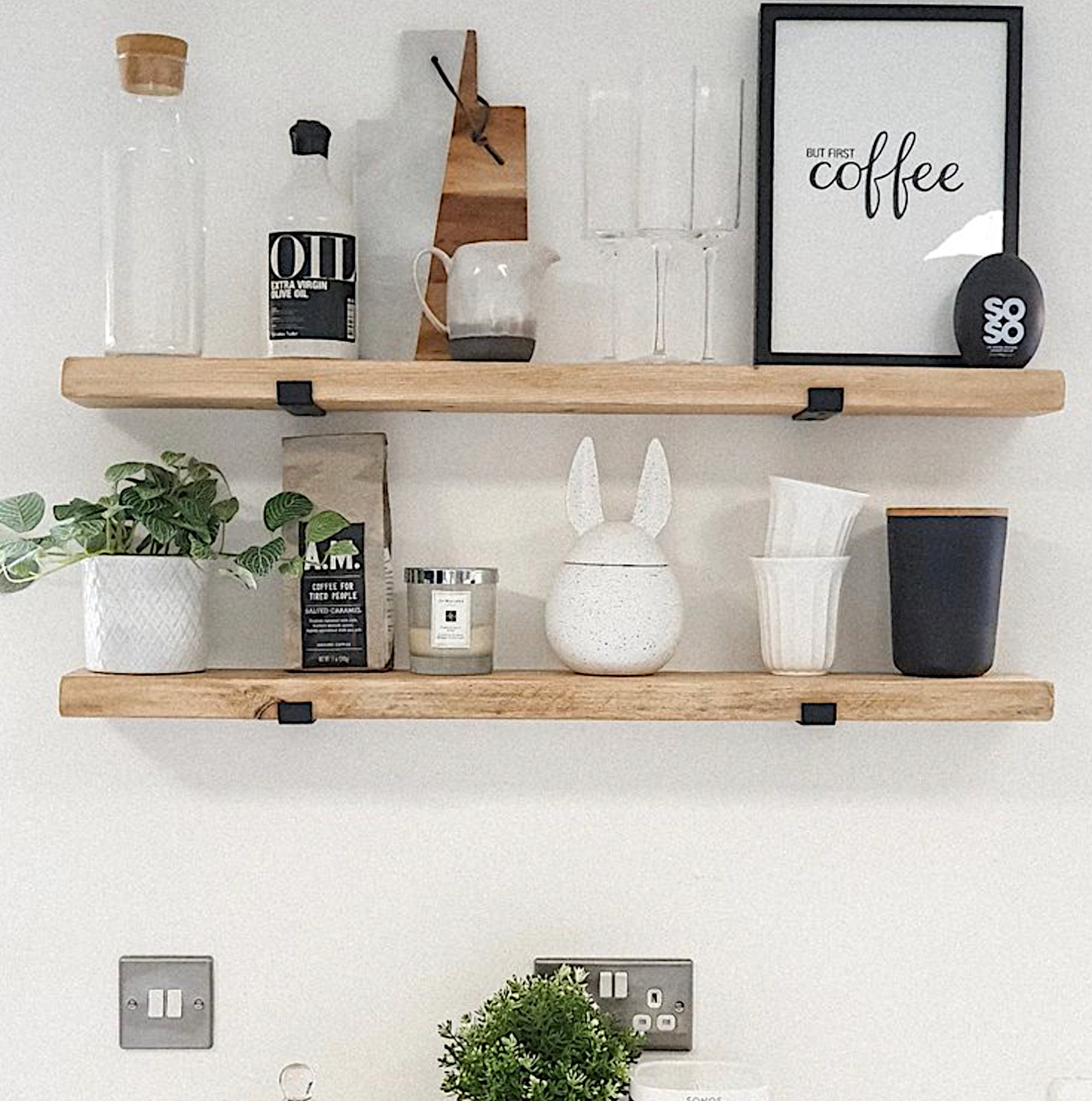 Floating Shelf for Coffee Bar Modern Minimalist Rustic Farmhouse