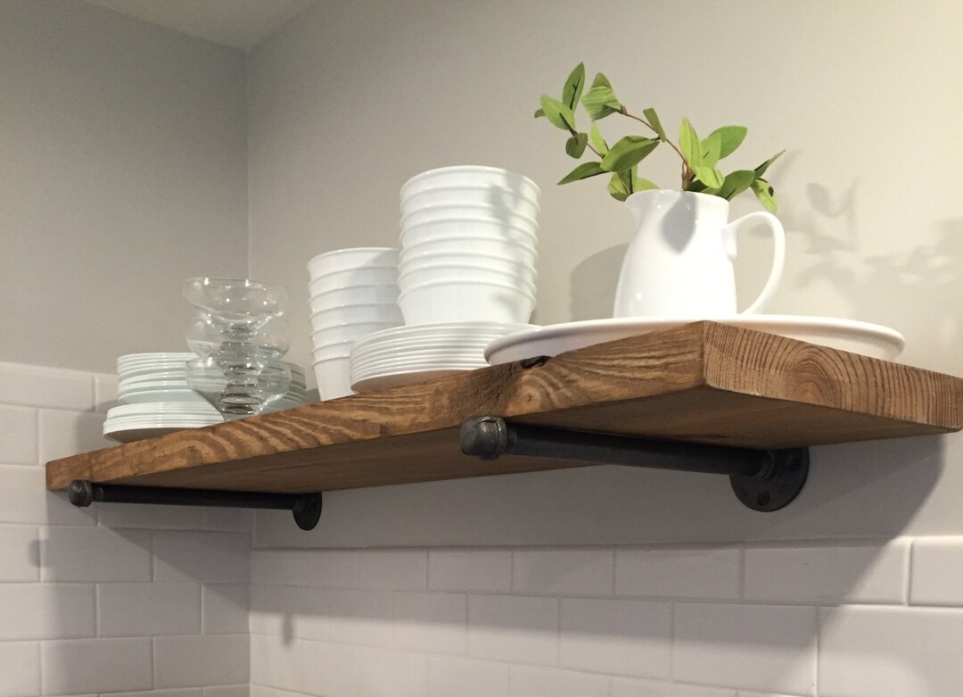 Rustic Floating Shelf, Industrial Floating Shelf, Farmhouse Pipe Shelf ...