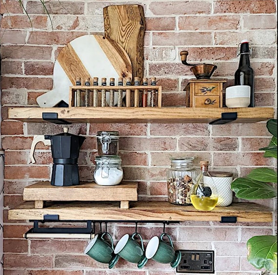 Heavy Duty Floating Shelving With J Brackets, Rustic Farmhouse