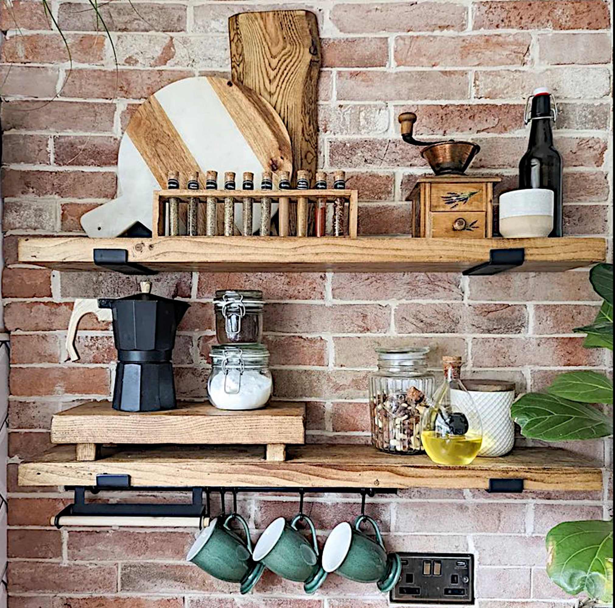 One Heavy Duty Rustic Shelf and Two Robust Brackets, Laundry Room, Kitchen  Storage, Coffee Bar Shelf, Whiskey Bar, Plant Storage and Display 