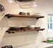 Single Extra Long Various Depth Rustic Floating Shelf, Two Iron pipe brackets, Farmhouse Kitchen Shelf, Pantry Storage & Organization 