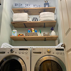 Floating Wood Wall Shelf with Hidden Brackets: Custom Lengths, Modern Decor Style