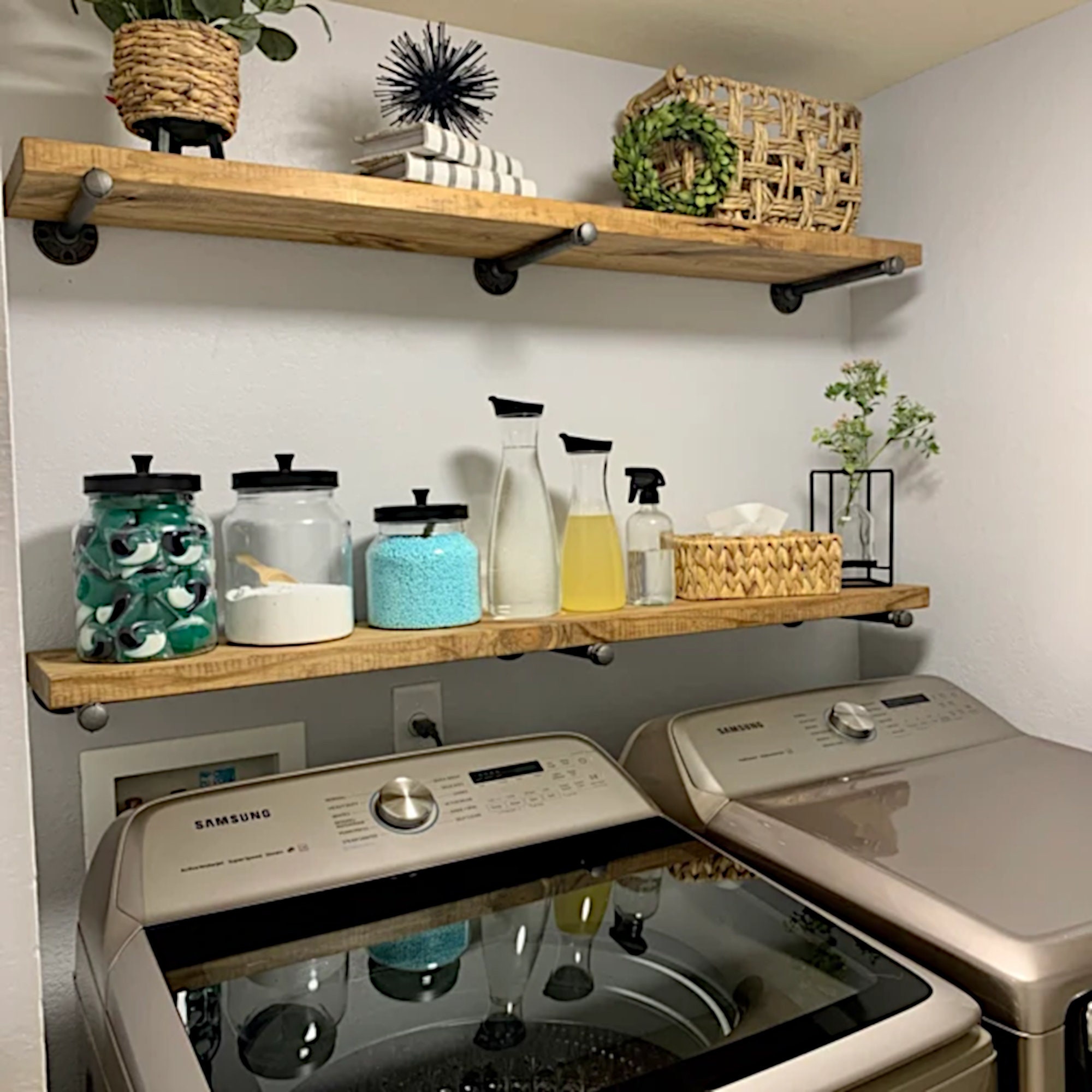 One Heavy Duty Rustic Shelf and Two Robust Brackets Laundry Room Kitchen Storage Coffee Bar Shelf Whiskey Bar Plant Storage and Display Etsy